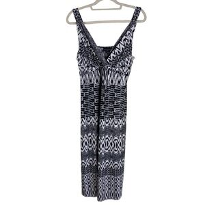 Metaphor Black and White Maxi Long Dress V neck zig zag print Strappy XLP Petite